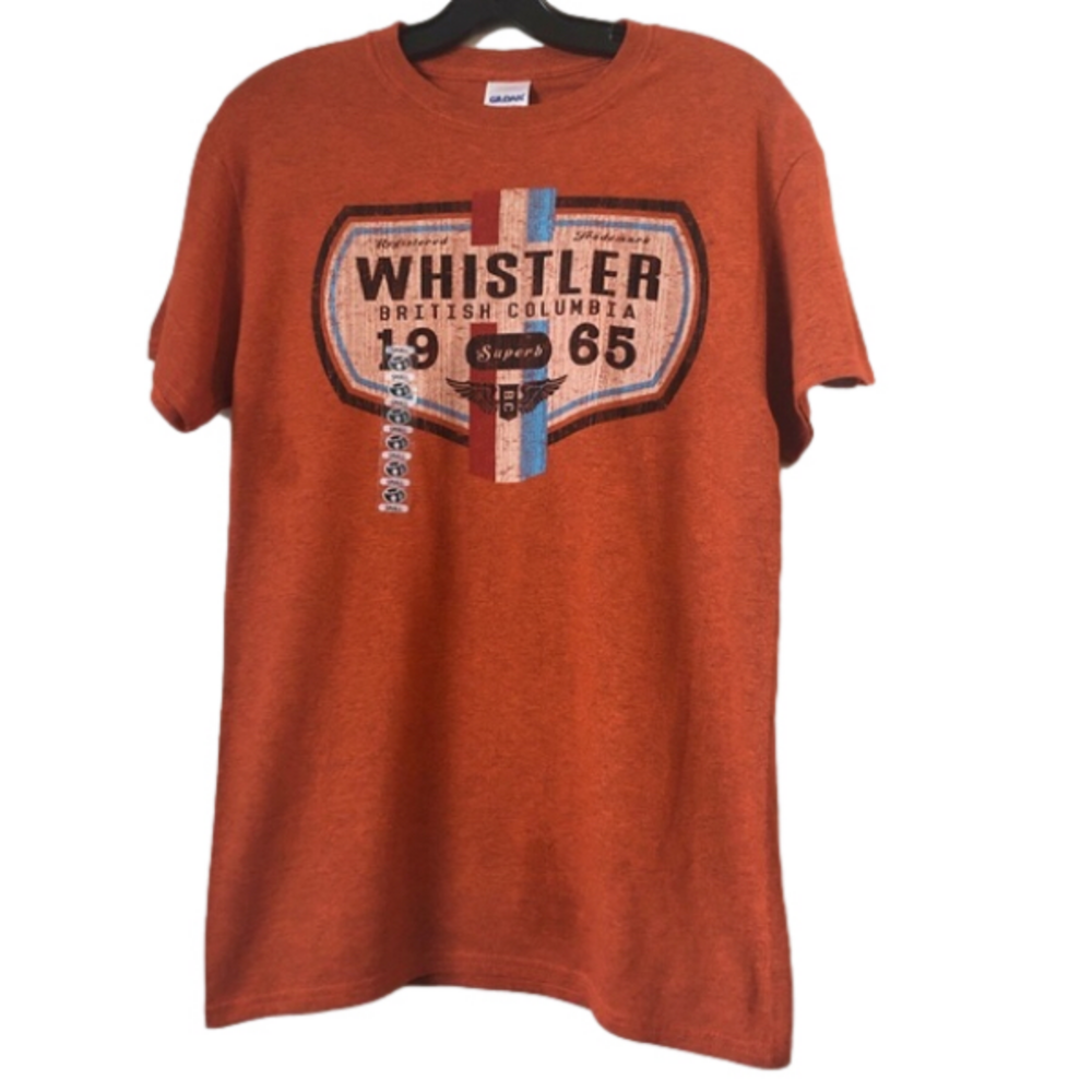 NWOT Whistler BC Graphic Tee Rust Orange Retro Travel Souvenir Men's Small - Picture 1 of 6